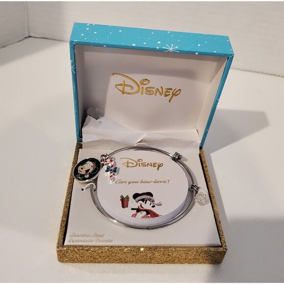 Disney Christmas Holiday Expandable Bracelet With Charms - Picture 1 of 7